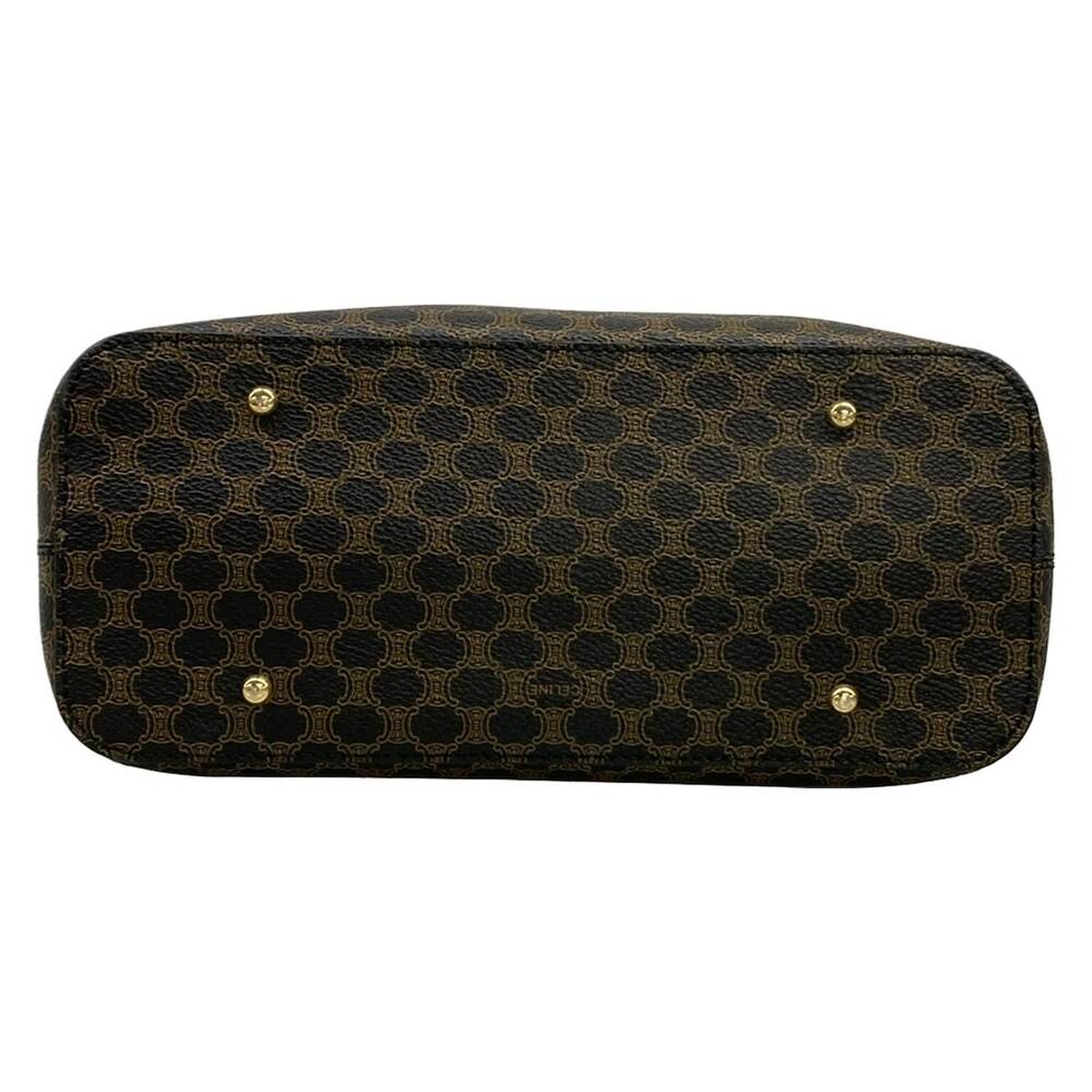 Celine Macadam/Circle Logo Shoulder Bag Black Brown PVC Leather - Picture 5 of 15